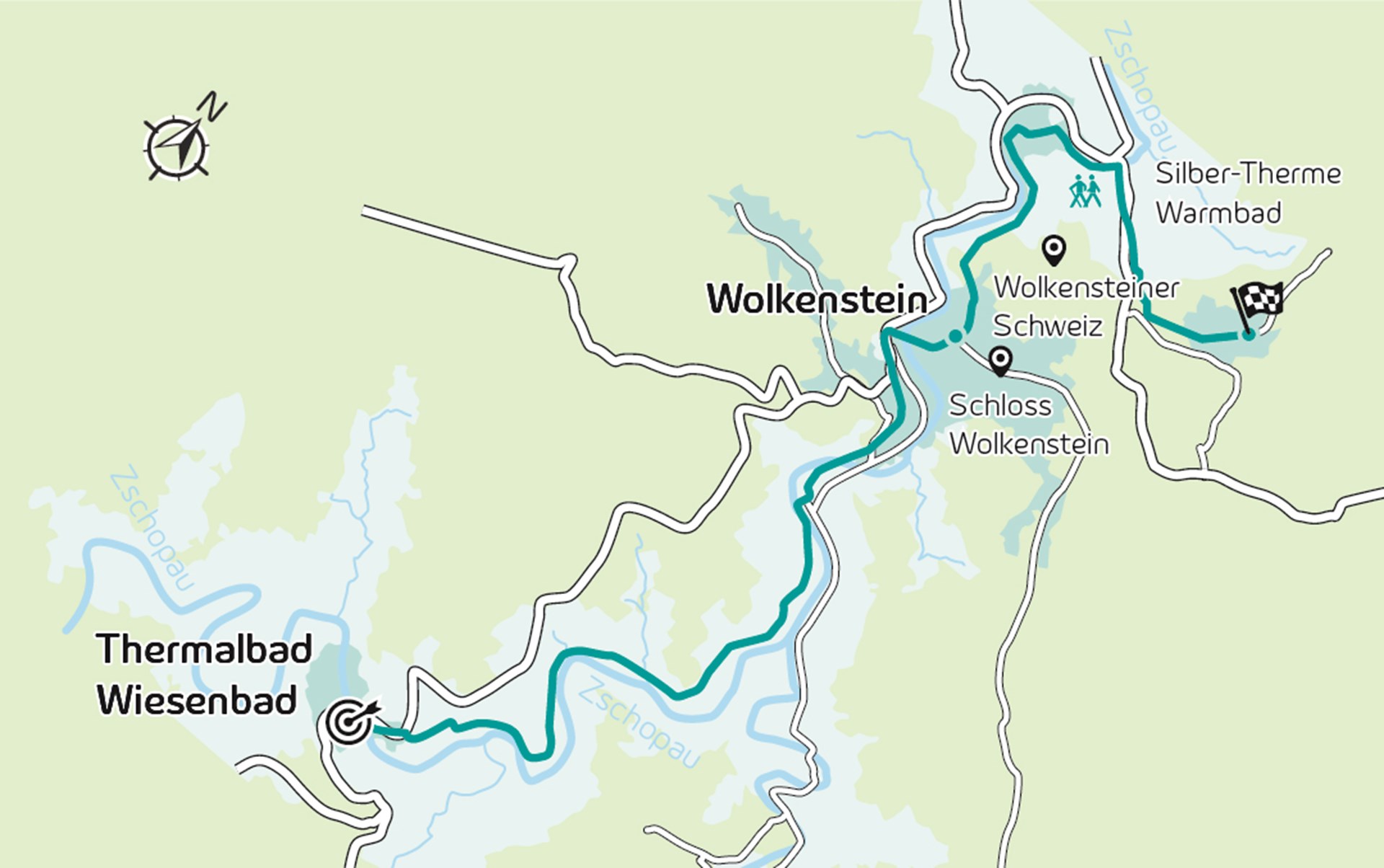 Wanderroute 03-Maerz Es ist die Wanderroute bei Wolkenstein vom März zu sehen.