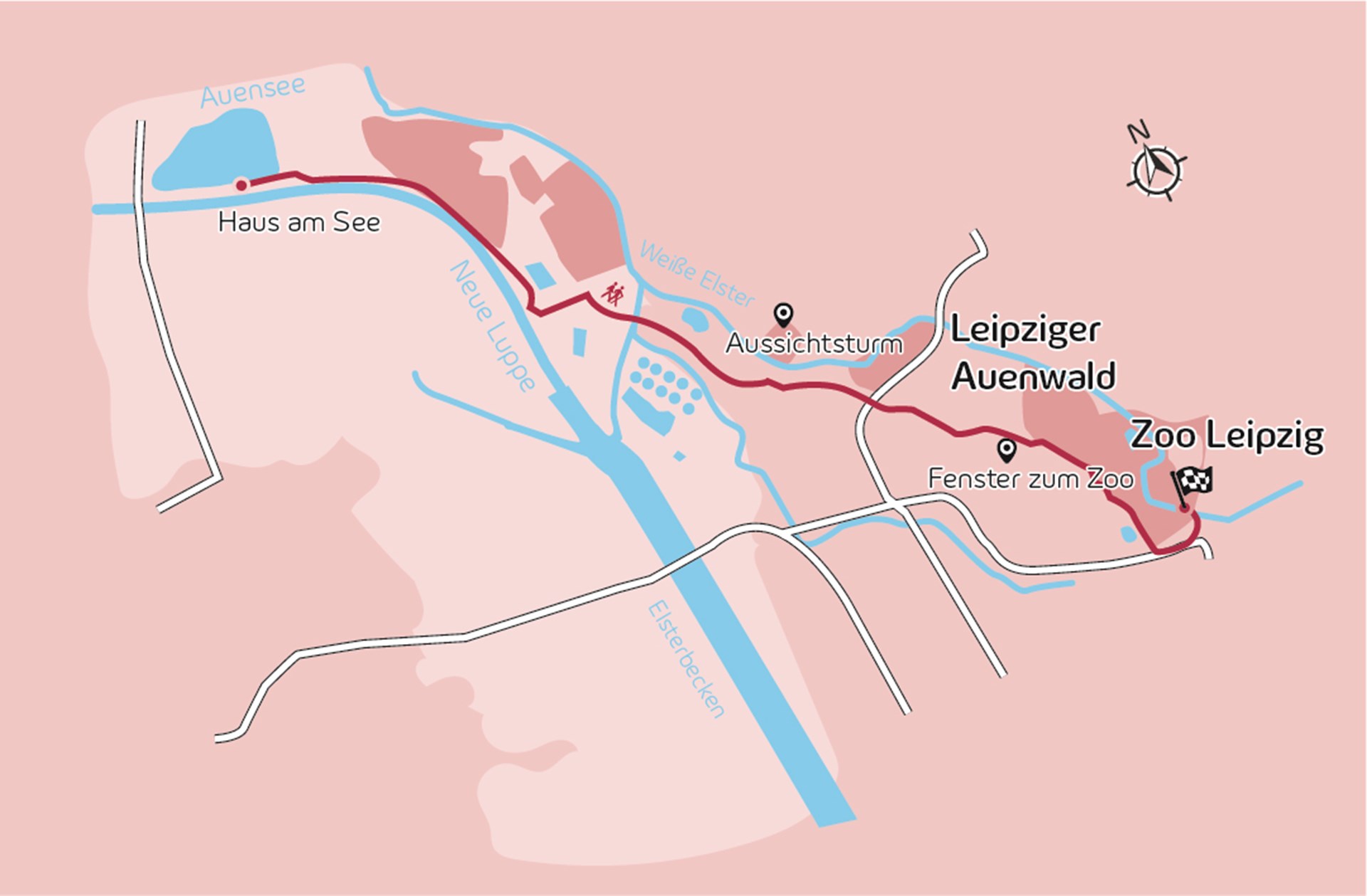 Wanderroute 06-Juni Es ist die Wanderroute beim Leipziger Auenwald vom Juni zu sehen.