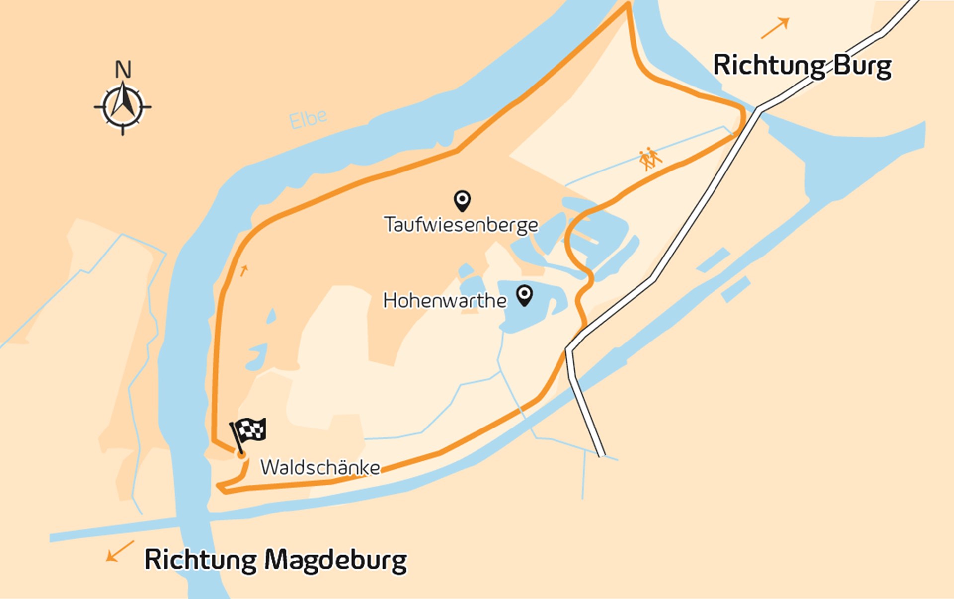 Wanderroute 07-Juli Es ist die Wanderroute bei Magdeburg vom Juli zu sehen.