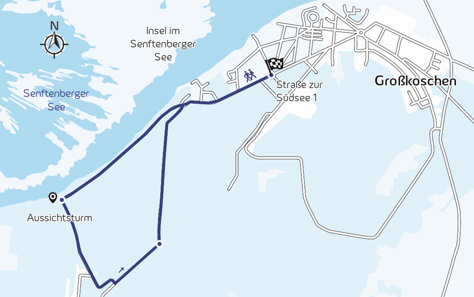 Wanderroute 12-Dezember Es ist die Wanderroute bei Großkoschen vom Dezember zu sehen.